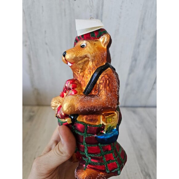 vintage Radko bearing heart plaid suspenders Scottish ornament 1996 Xmas tree - Picture 2 of 10